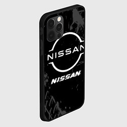 Чехол для iPhone 12 Pro Max Nissan speed на темном фоне со следами шин, цвет: 3D-черный — фото 2