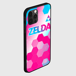 Чехол для iPhone 12 Pro Max Zelda neon gradient style: символ сверху, цвет: 3D-черный — фото 2