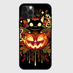 Чехол для iPhone 12 Pro Max Котик в тыкве - хэллоуин, цвет: 3D-черный