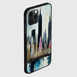 Чехол для iPhone 12 Pro Max Нью-Йорк холст масло - нейросеть, цвет: 3D-черный — фото 2