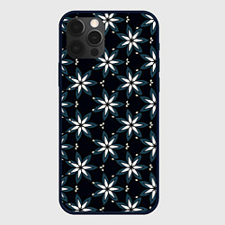 Чехол для iPhone 12 Pro Max Стилизованные цветы чёрно-синий, цвет: 3D-черный