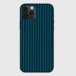 Чехол для iPhone 12 Pro Max Текстурные полосы бирюзовый, цвет: 3D-черный