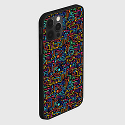 Чехол для iPhone 12 Pro Max Абстрактные разноцветные линии на черном фоне, цвет: 3D-черный — фото 2