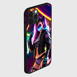 Чехол для iPhone 12 Pro Max Cool girl - cyberpunk - neon glow, цвет: 3D-черный — фото 2