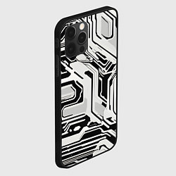 Чехол для iPhone 12 Pro Max Киберпанк белые полосы на чёрном фоне, цвет: 3D-черный — фото 2