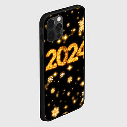 Чехол для iPhone 12 Pro Max Новый 2024 год - золотые снежинки, цвет: 3D-черный — фото 2