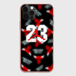 Чехол для iPhone 12 Pro Max Basketball jordan logo, цвет: 3D-светло-розовый