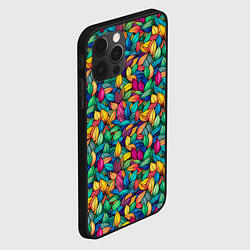 Чехол для iPhone 12 Pro Max Разноцветные листья рисунок паттерн, цвет: 3D-черный — фото 2