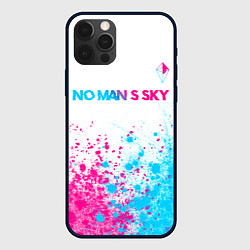 Чехол iPhone 12 Pro Max No Mans Sky neon gradient style: символ сверху