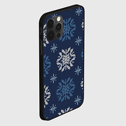 Чехол для iPhone 12 Pro Max Снежинки спицами - узоры зимы, цвет: 3D-черный — фото 2