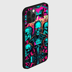 Чехол для iPhone 12 Pro Max Slipknot на фоне рок черепов, цвет: 3D-черный — фото 2