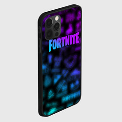 Чехол для iPhone 12 Pro Max Неоновые логотипы Fortnite, цвет: 3D-черный — фото 2