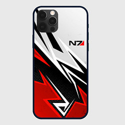 Чехол для iPhone 12 Pro Max N7 mass effect - white and red, цвет: 3D-черный