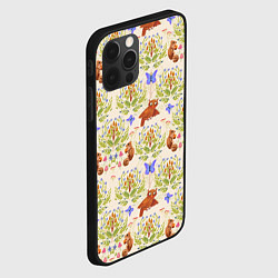 Чехол для iPhone 12 Pro Max Сказочный лес бурундук и сова в деревьях, цвет: 3D-черный — фото 2