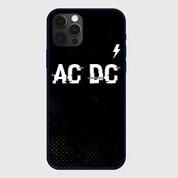 Чехол для iPhone 12 Pro Max AC DC glitch на темном фоне: символ сверху, цвет: 3D-черный