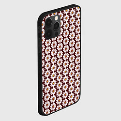 Чехол для iPhone 12 Pro Max Белые ромашки на бордовом, цвет: 3D-черный — фото 2