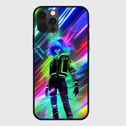 Чехол для iPhone 12 Pro Max Неоновая девчонка - аниме - нейросеть, цвет: 3D-черный