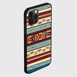 Чехол для iPhone 12 Pro Max Этнический паттерн в горизонтальную полоску, цвет: 3D-черный — фото 2