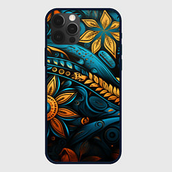 Чехол для iPhone 12 Pro Max Узор с растительными элементами, цвет: 3D-черный