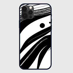 Чехол для iPhone 12 Pro Max Abstract black and white composition, цвет: 3D-черный