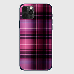 Чехол для iPhone 12 Pro Max Фиолетовая шотландская клетка, цвет: 3D-черный