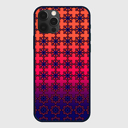 Чехол iPhone 12 Pro Max Паттерн стилизованные цветы оранж-фиолетовый