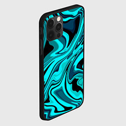 Чехол для iPhone 12 Pro Max Абстракция плазма бирюзовый, цвет: 3D-черный — фото 2