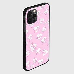 Чехол для iPhone 12 Pro Max Барби: белые сердца на розовом паттерн, цвет: 3D-черный — фото 2