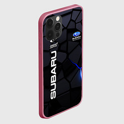 Чехол для iPhone 12 Pro Max Subaru - плиты с эффектом свечения, цвет: 3D-малиновый — фото 2