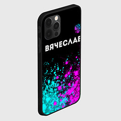 Чехол для iPhone 12 Pro Max Вячеслав и неоновый герб России посередине, цвет: 3D-черный — фото 2