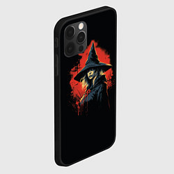 Чехол для iPhone 12 Pro Max Ведьма в шляпе кровавый фон, цвет: 3D-черный — фото 2