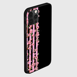 Чехол для iPhone 12 Pro Max Сакура и полосы, цвет: 3D-черный — фото 2