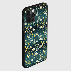 Чехол для iPhone 12 Pro Max Цветочки на зеленом поле паттерн, цвет: 3D-черный — фото 2