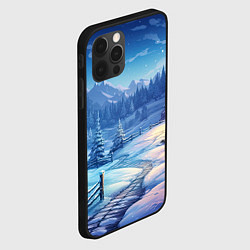 Чехол для iPhone 12 Pro Max Новогодний пейзаж и горы, цвет: 3D-черный — фото 2