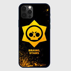 Чехол для iPhone 12 Pro Max Brawl Stars - gold gradient, цвет: 3D-черный