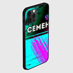 Чехол для iPhone 12 Pro Max Семен и неоновый герб России посередине, цвет: 3D-черный — фото 2