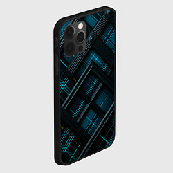 Чехол для iPhone 12 Pro Max Тёмно-синяя диагональная клетка в шотландском стил, цвет: 3D-черный — фото 2