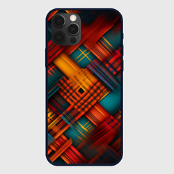 Чехол для iPhone 12 Pro Max Разноцветная клетка в шотландском стиле, цвет: 3D-черный