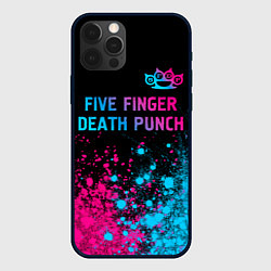 Чехол для iPhone 12 Pro Max Five Finger Death Punch - neon gradient посередине, цвет: 3D-черный