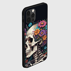 Чехол для iPhone 12 Pro Max Скелет среди цветов, цвет: 3D-черный — фото 2
