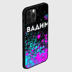 Чехол для iPhone 12 Pro Max Вадим и неоновый герб России посередине, цвет: 3D-черный — фото 2