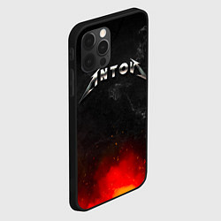 Чехол для iPhone 12 Pro Max Антон в стиле металлика - огонь и искры, цвет: 3D-черный — фото 2