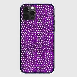 Чехол для iPhone 12 Pro Max Белые пузырьки на фиолетовом фоне, цвет: 3D-черный