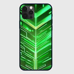 Чехол для iPhone 12 Pro Max Зелёные неон полосы киберпанк, цвет: 3D-черный