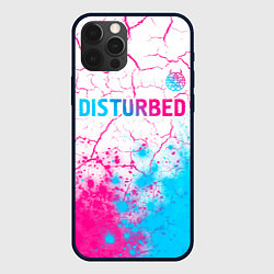 Чехол для iPhone 12 Pro Max Disturbed neon gradient style посередине, цвет: 3D-черный