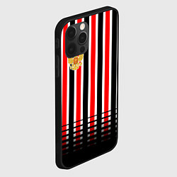Чехол для iPhone 12 Pro Max Полосатый красный - герб РФ, цвет: 3D-черный — фото 2