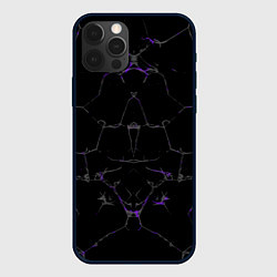 Чехол для iPhone 12 Pro Max Фиолетовые трещины, цвет: 3D-черный