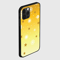 Чехол для iPhone 12 Pro Max Снежинки и звезды на желтом, цвет: 3D-черный — фото 2