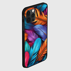 Чехол для iPhone 12 Pro Max Перья паттерн - нейросеть, цвет: 3D-черный — фото 2