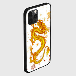 Чехол для iPhone 12 Pro Max Золотой дракон в снежинках, цвет: 3D-черный — фото 2
